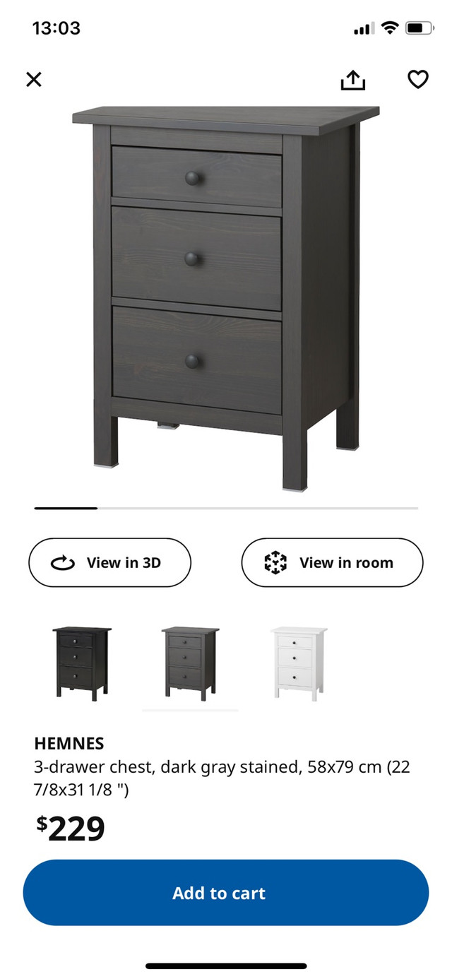 IKEA 3-drawers nightstand  in Dressers & Wardrobes in City of Toronto - Image 2