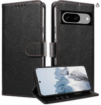 Pixel 8 Wallet case, black leather (New)