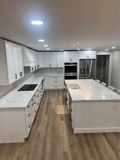Luxury Quartz Countertop | Waterfall Island | Kitchen Countertop, View more