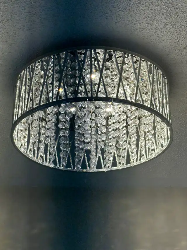 LED Silver/nickel flush mount light with jewels in Indoor Lighting & Fans in Markham / York Region - Image 2