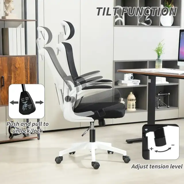 High Back Office Chair, Mesh Computer Desk Chair with Rotatable  in Chairs & Recliners in Markham / York Region - Image 2