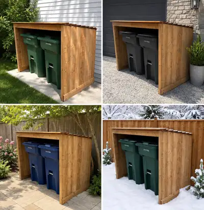 This outdoor garbage bin storage unit is used and provides an attractive and functional solution for...