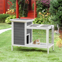 36.25"L x 20"W x 30"H Open Roof Outdoor Rabbit Hutch Wooden 