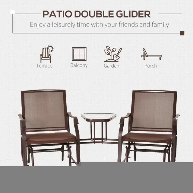 Patio Double Glider Chair with Glass Top in Chairs & Recliners in Markham / York Region - Image 7
