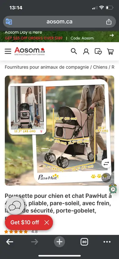 Neuf jamais utilisé Découvrez cette poussette PawHut pour chiens et chats, conçue pour le confort et...