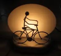 Ishiguro 20/66 Solar & Power Table Lamp-Motion Man Pedaling Bike