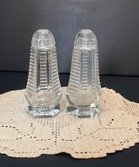 Vintage Crystal Glass Salt and Pepper Shakers Czechoslovakia
