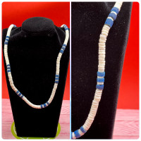 Blue & White Surfer Beaded Necklace