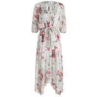 Floral Hankerchief Cropped Sleeves Dress