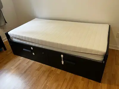IKEA BRIMNES Daybed with 2 drawers frame+mattress, View more