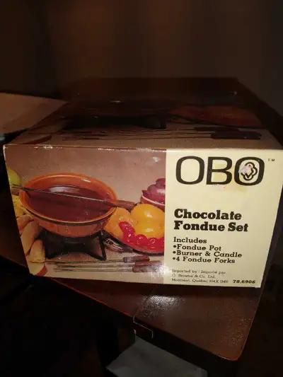 Vintage Chocolate Fondue Set by OBO.  New in Box. Includes Fondu, View more