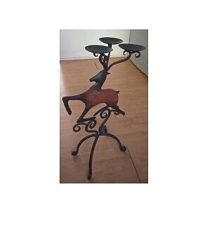 Wrought Iron and Wood Reindeer Floor Candle Stand in Arts & Collectibles in Oshawa / Durham Region - Image 2