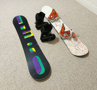 Snowboards and shoes for sale 