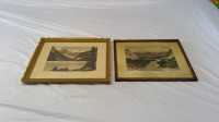 Set of antique banff national park framed photo prints