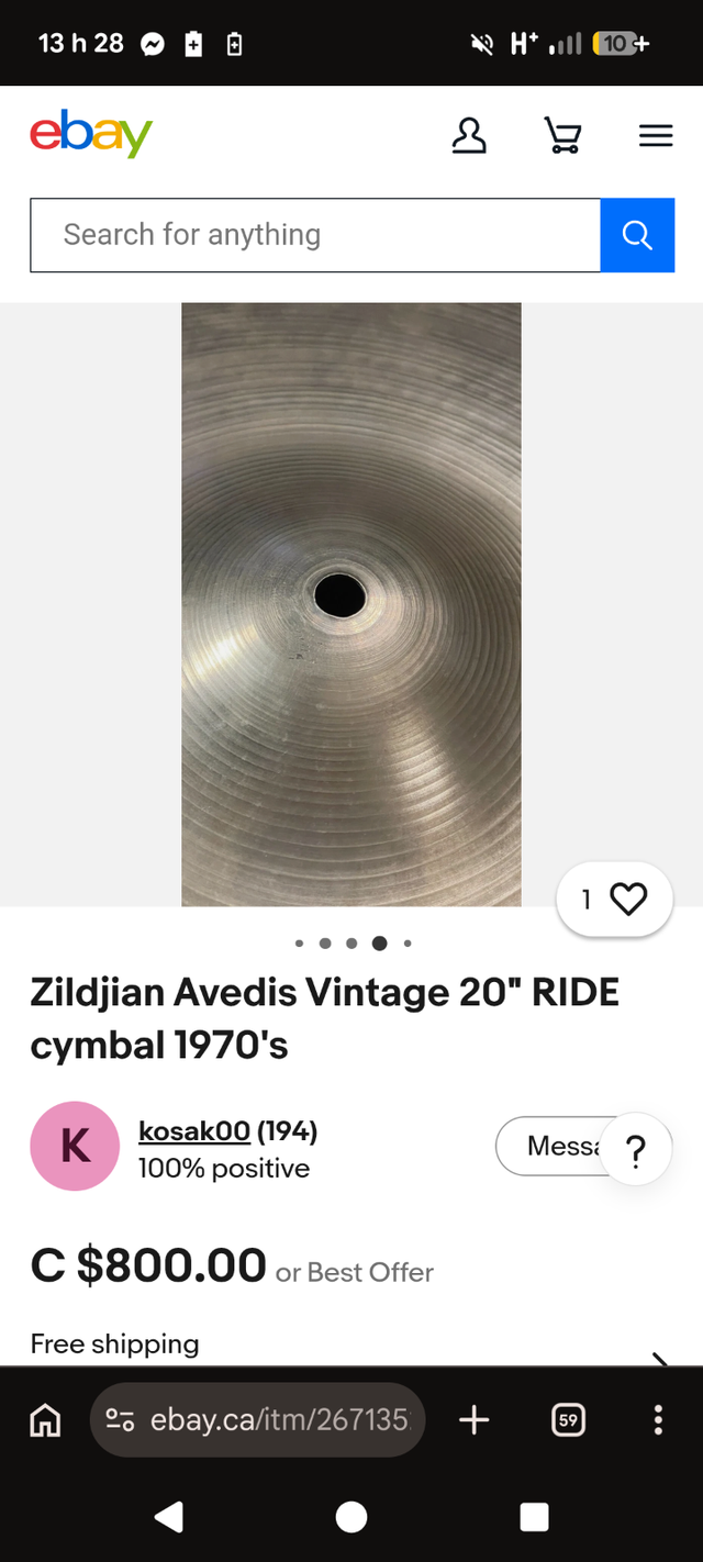 Zildjian vintage ride 20 pouces in Drums & Percussion in West Island - Image 9