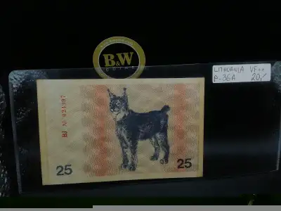 1991 Lithuania 25 Talonas P-36A VF++ Banknote, View more