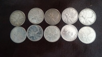 MONNAIE*25¢ EN ARGENT * 1959 A 1968