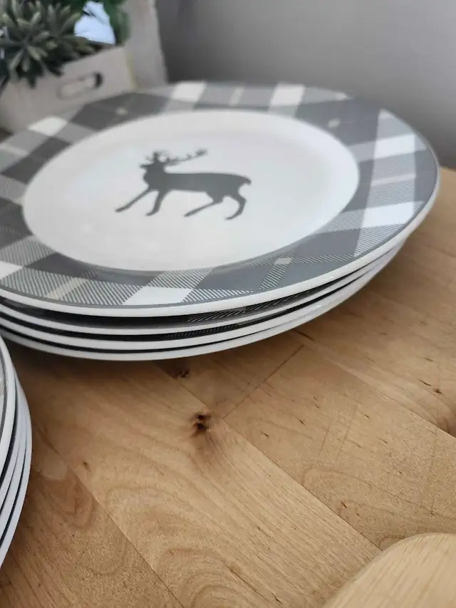 Plaid and Deer Dish Set477289842916741122