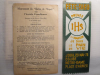 Pieces anciennes  (embleme FETE DIEU et Priere soldat 1945)