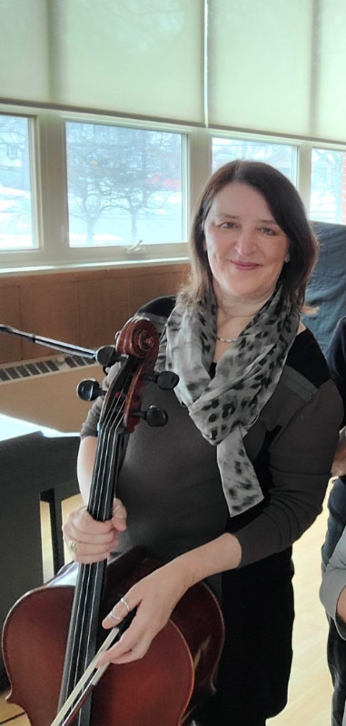 Professional cellist:  Teaches; Performs; in String in Sarnia