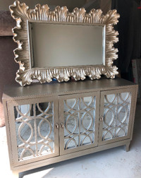 Light Golden Colour Mirror and Cabinet