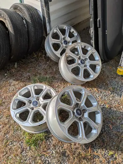 Set of aluminum rims 16 inches bolt pattern 4/108 OEM ford including tpms sensors $190 FIRM was inst...