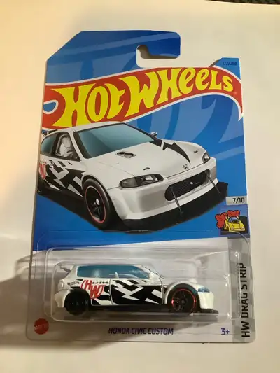 Hotwheels white Honda civic custom from the drag strip series. New in package. deal if you buy multi...