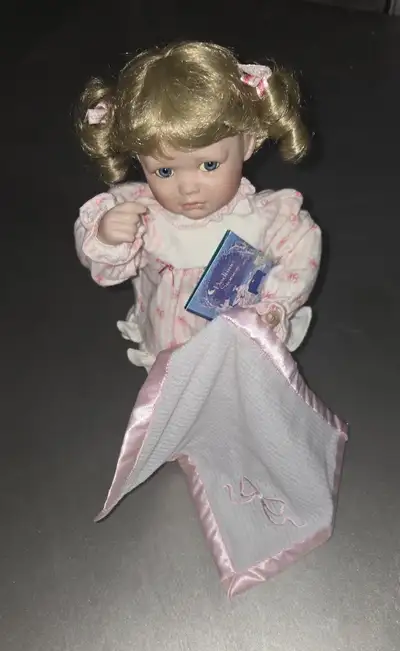 The Ashton Drake Galleries Doll # 1350 ZD "Ally" 1997 Porcelain Baby Doll in like new condition. Inc...