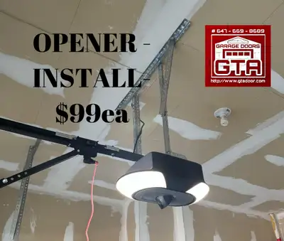 Garage Door Opener INSTALL FREE BRACKETS $99, View more