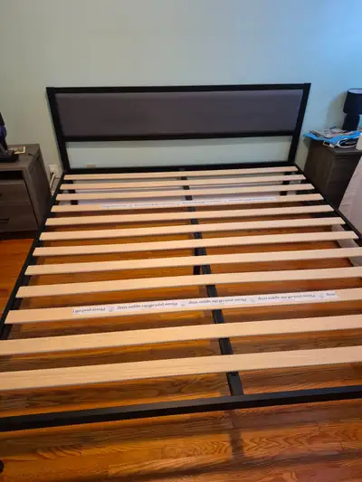 Zinus King Bed Frame - Korey 15 inch Metal Platform Bed Frame with Upholstered Headboard, Wood Slat...