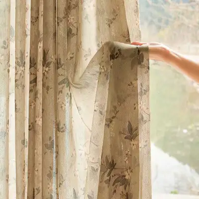 Floral Linen Mesh Sheer Curtain Panels for sale! Listing is for 2x individual panels (1x Set of 2 in...