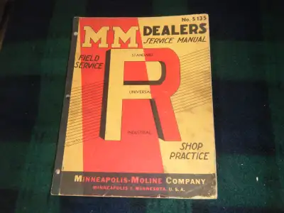 Minneapolis Moline R Tractor Dealers Service Manual shipping available at your cost any questions pl...
