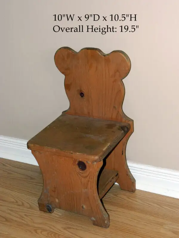 Wood Bear Chair Kids & Wooden Rolling cart 3 tier white in Other in Oshawa / Durham Region - Image 5