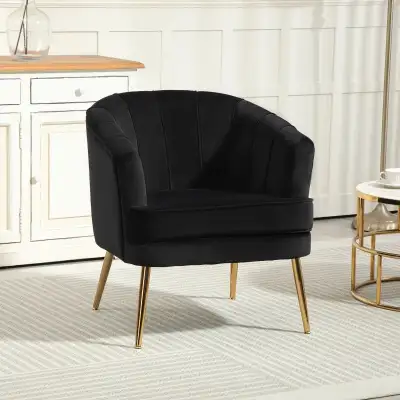 Fabric Armchair, Modern Accent Chair with Gold Metal Legs for Li, View more