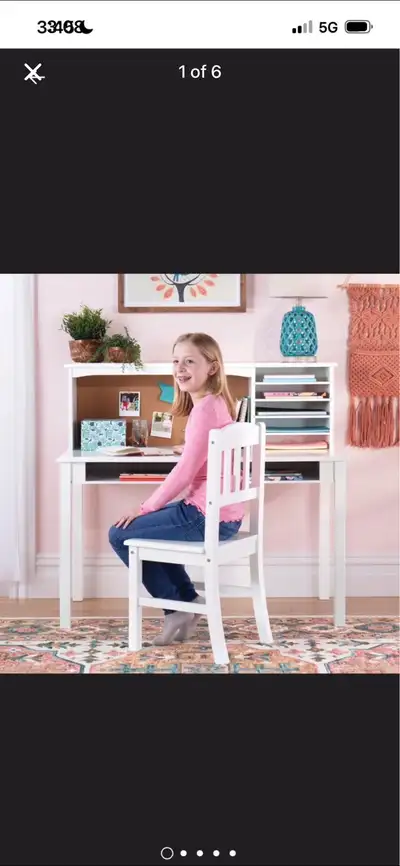 New White Kids Desk with Hutch and Chair, View more