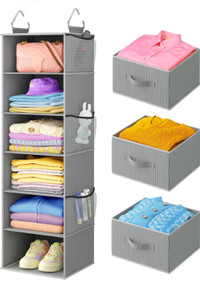 Closet Organizer 6-Shelf with 3 Removable Drawers & Side Pockets