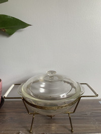 Vintage Pyrex with warming tray