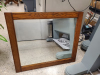 Quarter Cut Oak Wood Framed Mirror - Antique