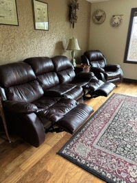 Reclining sofa and 2 chairs