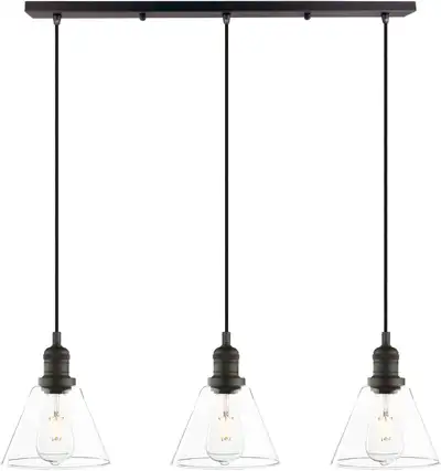 NEUF: Luminaire suspendu à 3 lumières abat-jour en verre, View more