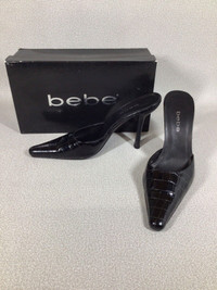 CLOSET SALE - Black leather Bebe mules with box