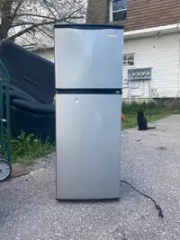 Stainless steel skinny fridge works great!