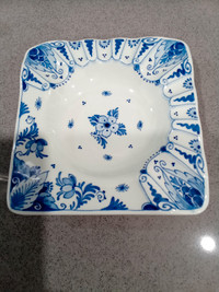 Vintage Delft Ashtray With Dutch Floral Decor