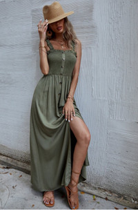 Green Smocked Tank Dress Size L