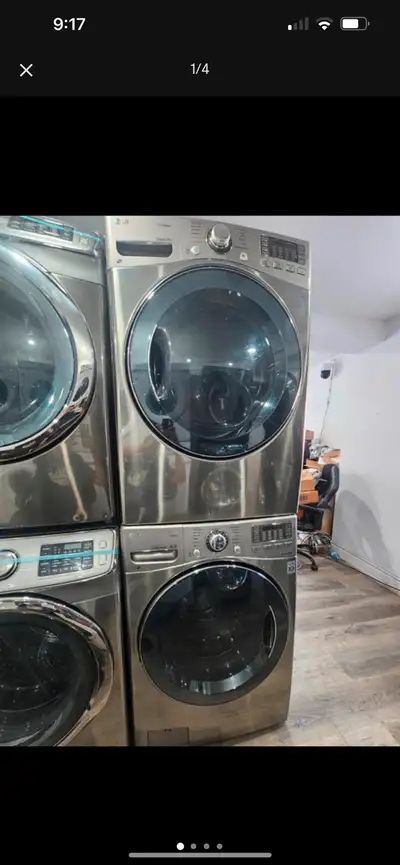 LG stainless steel front load washer electric dryer set , View more