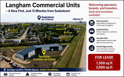 1500 and 3,000 sq ft commercial unit available for lease at Touchstar Commercial Center (TCC), a new...