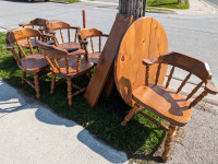 Free wooden tables 2 and chairs 9