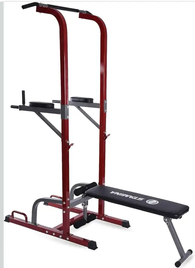 Power Tower with Foldable Padded Bench, Push Up Station, and Bar in Exercise Equipment in Ottawa - Image 3