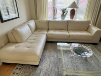 Cream leather sectional