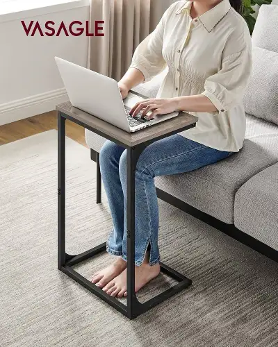C-Shaped End Table, Side Table for Sofa, Couch Table with Metal , View more